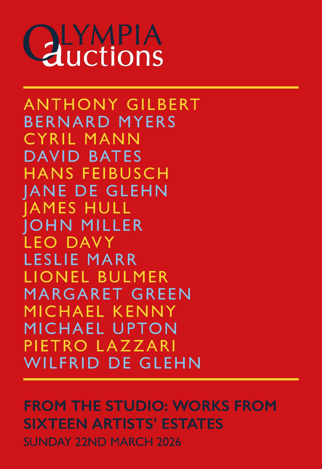 Olympia Timed: From the Studio: Works from Sixteen Artists' Estates.  March 2026